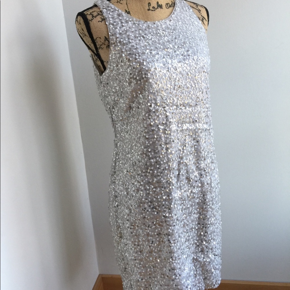 WHBM sequined white Dress NWT - size 8